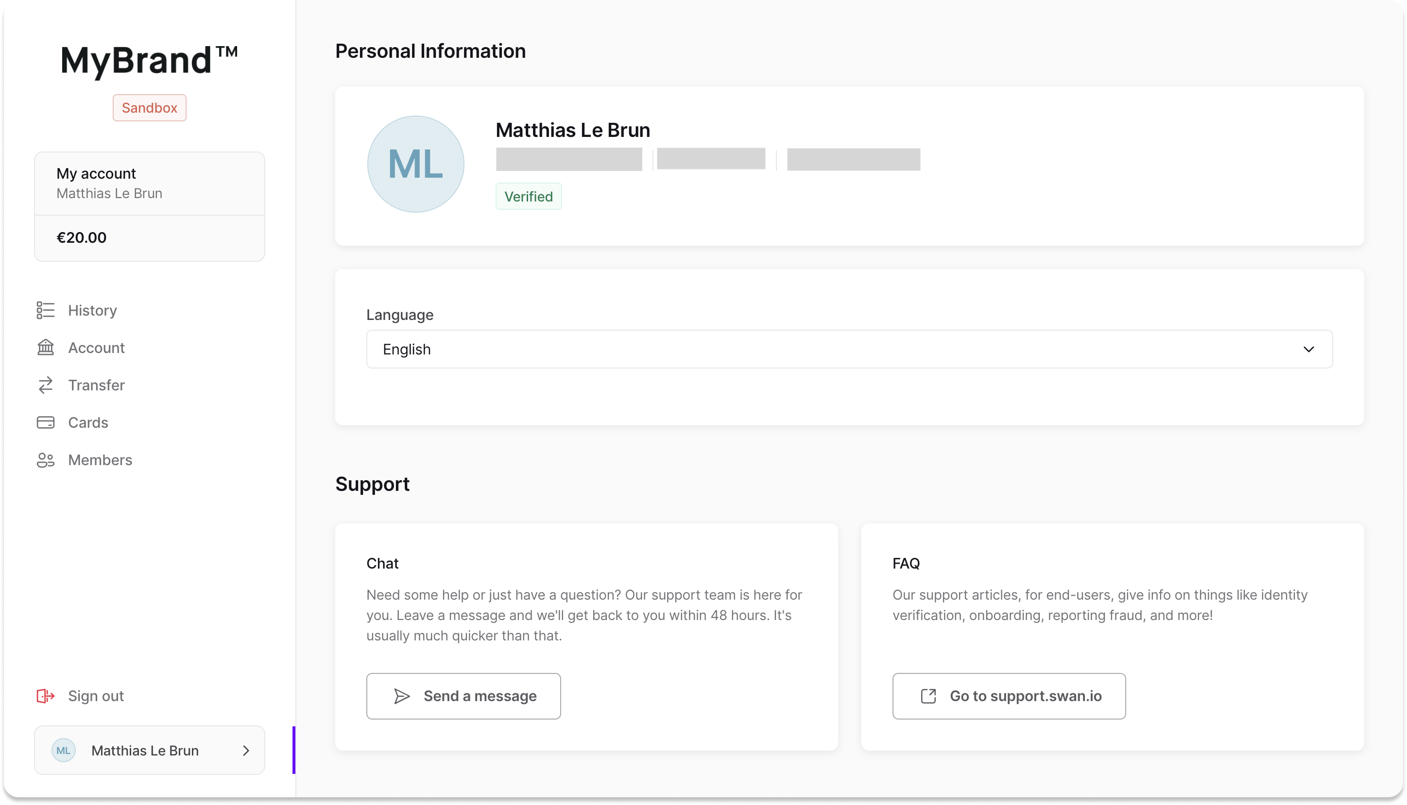 Screenshot of a user profile with sample content